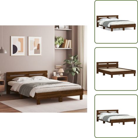 The Living Store Cadre de lit sans matelas chêne marron 150x200 cm - Cadre De Lit - Lit Double - Lit En Bois - Lit Design - Literie