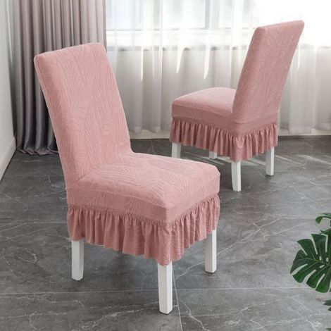 Housse De Chaise, 4 - Piece Restaurant Jacquard Jupe Élastique Housse De Chaise (Rose) (1/4)