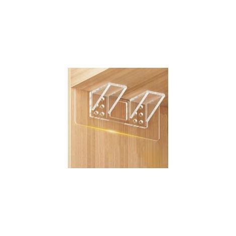 Juego de 6 soportes transparentes para estantes, 14 x 6 cm, autoadhesivos, montaje sin taladro para estantes de armario - Crezuo (1/4)