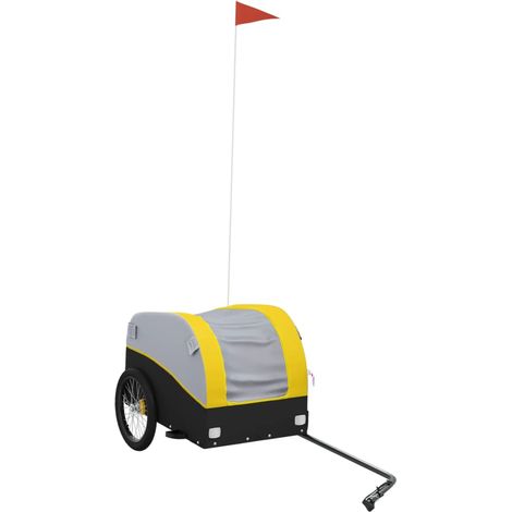 Remorque de vélo noir et jaune 30 kg fer (1/5)