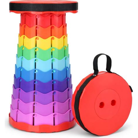 Tabouret télécopique rétractable, pliable, chaise portable réglable, tabouret avec bandoulière pour extérieur et intérieur, camping, barbecue, pêche, mer, charge maximale 150 kg/330 lb (1/5)