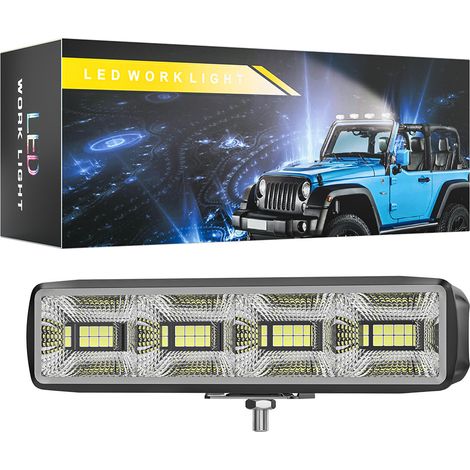 Phare LED de Travail 40mm en Forme de Ligne, 12W 14LED 2835, Éclairage Blanc Flood Lumineux 1200LM, Étanche IP65 DC9-80V, Corps en Aluminium, Éclairage Auxiliaire pour Voiture Moto 4x4 Camion Bateau(2 (1/5)