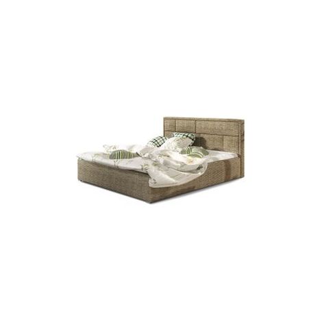 Lit adulte avec coffre de rangement Lenzo – Tissu rembourré-Beige chiné-200x200 (1/5)