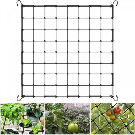 Filet de Culture pour Plantes Grimpantes 80 x 80cm - Treillis Jardin Élastique Noir avec 4 Crochets, Filet de Culture Élastique (1/5)