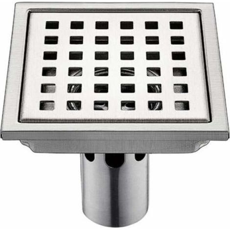 Siphon De Sol INOX 1 Unidad de Acero Inoxidable Drenaje 15cm Filtro Cuadrado Desodorante Antirretorno Fuga de Agua 15cm (1/4)