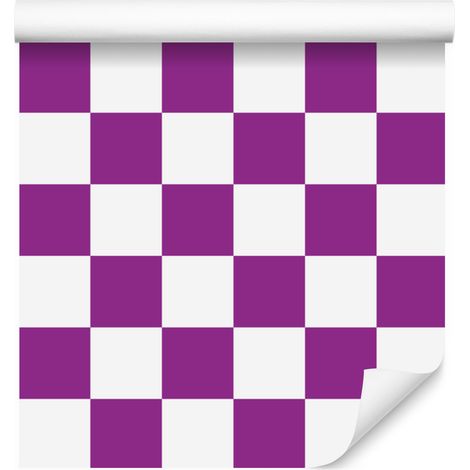Papel pintado a cuadros morado y blanco, fondo morado 50x1000 cm (1/5)