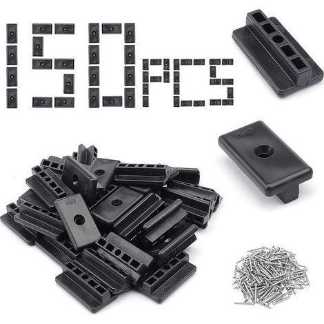 150 Pièces Fixation Lame de Terrasse Composite, 6 mm Type T Attaches Cachées pour Terrasse, Noir Clips de Fixation en T pour Terrasse, avec 150 Vis M4 pour Revêtement Sol Stratifié-WPC/BPC (1/5)