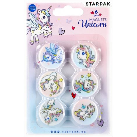 Magneti colorati, 6 pezzi, 30 mm. Unicorno