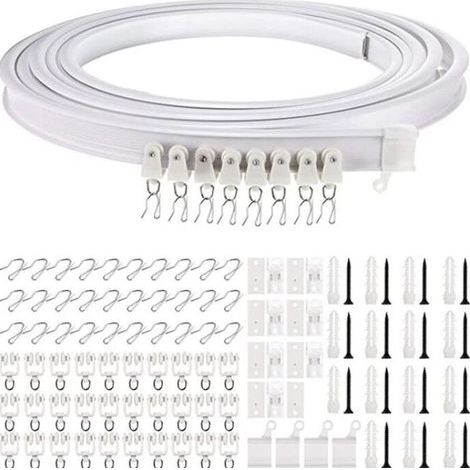 5 Mètres Rail de Plafond Pliable Rail de Rideau Incurvé Montage de Rideau de Plafond Flexible Rail de Fenêtres Courbes pour Rail de Rideau avec Système de Rail Rideau Lit Diviseur, Rail de Plafond (1/5)