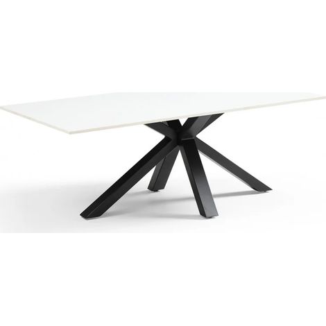 Table basse 120x60 cm céramique blanc pied croix - OREGON 04 (1/5)