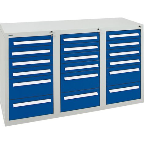 Stumpf Schubladenschrank Serie T-100/35-3, 18 Schubladen enzianblau (12x100, 6x200mm) (1/3)