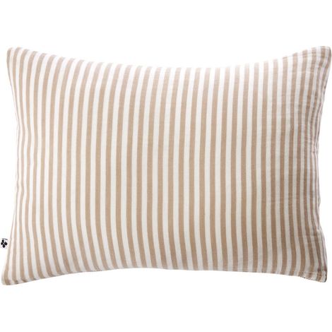 Taie d'oreiller 50x70cm gaze de coton tissé rayé beige - ROMELIA