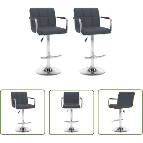 Tabourets de bar 2 pcs Gris Similicuir Kila (1/5)