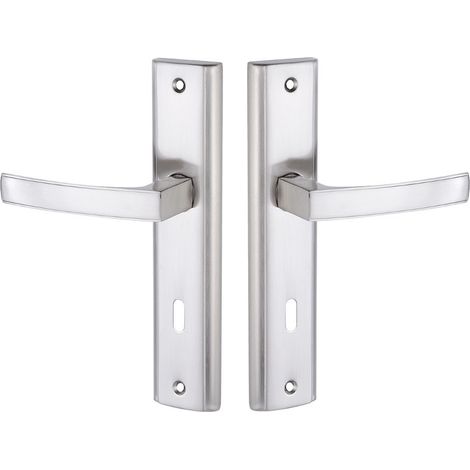 Maniglia per porta con piastra lunga Aria Key 72 Satin Modern Solid (1/3)