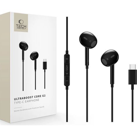 Tech-Protect Ultraboost Core G2 USB-C Kopfhörer – Schwarz (1/5)
