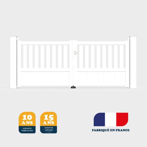 Portail battant prêt à poser DUNY Blanc 9016 L306 cm X 120cm en aluminium BELTY (1/4)