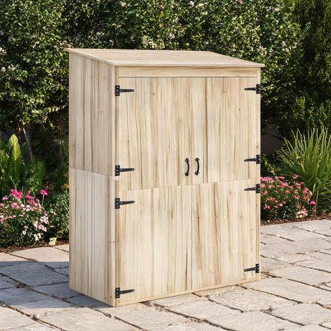Chariot de jardin bois naturel en bois de sapin 120 x 57 x 183 cm (1/5)