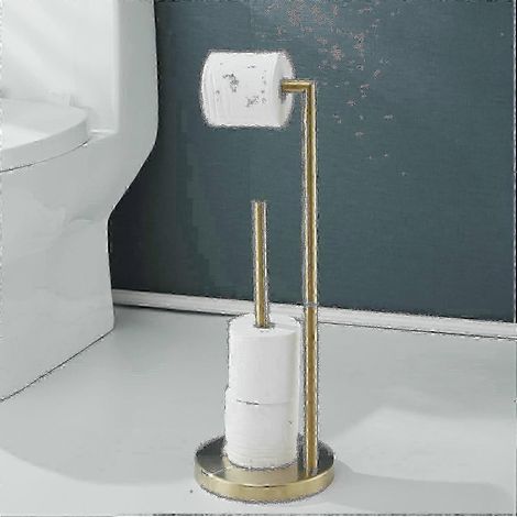 Porte-papier toilette sur pied, finition or brossé pour intérieurs modernes (1/5)