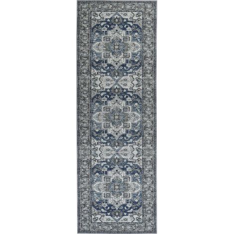 Tappeto invecchiato motivo orientale vintage corridoio 80 x 240 cm grigio Kottar