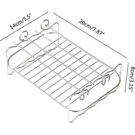 2 grilles de déshydratation en acier inoxydable 304 avec 4 bâtonnets de barbecue pour friteuse à air à double panier de 8 QT (1/5)