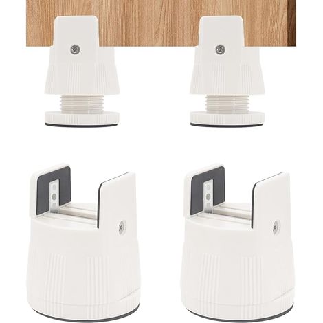 Lot de 4 rehausseurs de lit réglables de 6 à 8 cm avec pince à vis, pour charges lourdes, convient pour canapés, tables basses, patins de pieds de meubles, pieds de support et pieds surélevés (blanc) (1/5)
