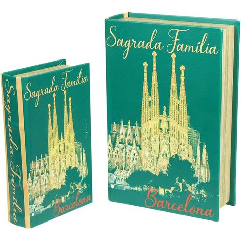 Signes Grimalt Décoration des boîtes de livres  Set Box Box 2U Boîtes Green Boart 18x27x7cm 20568 (1/2)