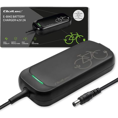 Caricabatterie rapido Qoltec per monopattino elettrico 36V 42V 2A 5,52,5 Impermeabile + cavo di alimentazione (1/5)