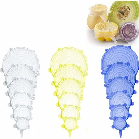 18PCS Silicone Stretch Lids, Silicone Lids, Food Grade Silicone Lids, Reusable Stretch Lid,Universal Lid in 6 Different Sizes, BPA-free (1/5)