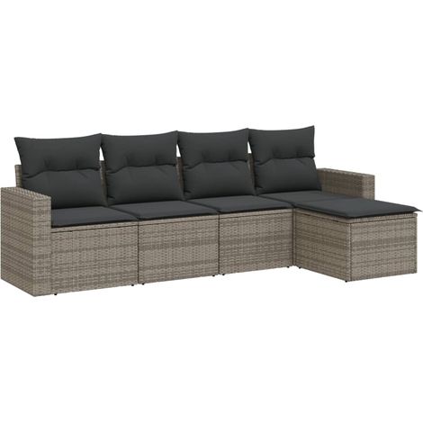 Maison Exclusive - 5-tlg. Garten-Sofagarnitur mit Kissen Grau Pol