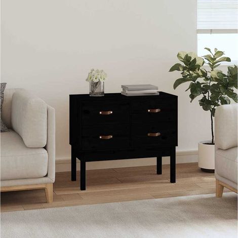 Armoire console-Meuble de rangement Noir 90x40x78 cm Bois de pin solide 198562 (1/5)