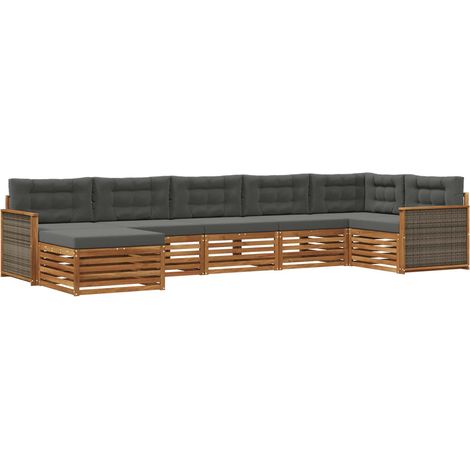 Outdoor-Sofagarnitur 7 stk. 7-Sitzer Natur und Anthrazit vidaXL