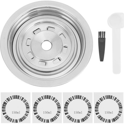 Adaptateur de capsules de café en acier inoxydable avec autocollants, cuillère, brosse, convertisseur de dosettes pour Delonghi ENV135 Vertuoline GCA1 Vertuo Next POP 150 ml (1/5)