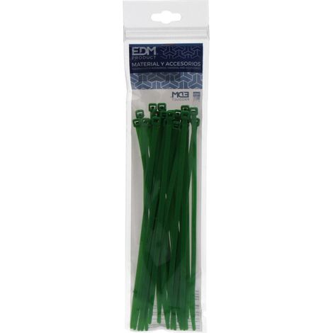 Collier De Serrage Vert 150x3,5 Mm (sachet 25 U.) Edm Nylon De Haute Qualité (1/3)