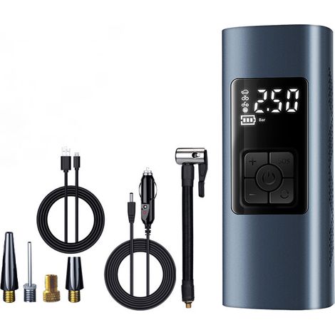 Tragbarer Mini-Luftkompressor mit 6000 mAh, elektrische Fahrradpumpe mit 150 PSI und digitalem LCD-Display