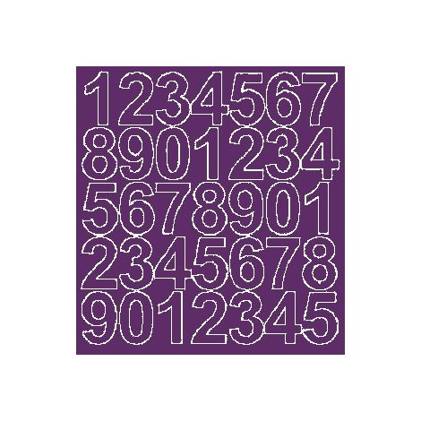 Pegatinas autoadhesivas con números de 4 cm, color morado brillante. (1/2)
