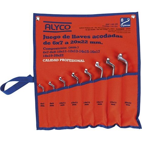 JEU DE 8 CLÉS COUDÉES 6X7-20X22 B/NYLON