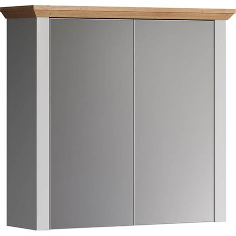Armoire de salle de bain 78x24x73 cm décor chêne et gris pastel - ROSE (1/3)