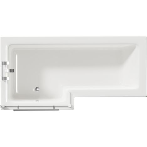 Loire 1700mm Left Hand L Shaped Shower Bath with Polished Chrome Towel Rail Bath Screen and Olive Green Front and End Bath Panels (1/5)