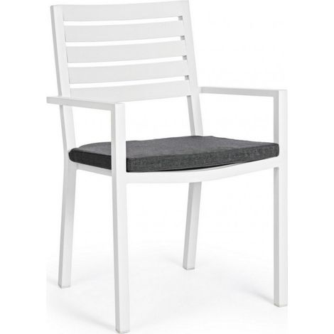4 sillas de jardín apilables con reposabrazos y cojín Helina YES - Blanco (1/5)