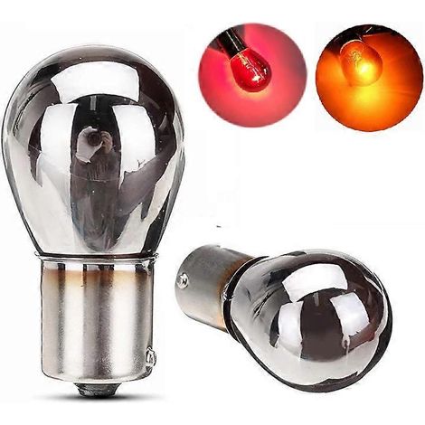 1/2 pièces PY21W S25 BAU15S LED P21W BA15S 1156 LED Argent / Chrome Verre Ambre 12V 21W Feu arrière Stop l (1/4)