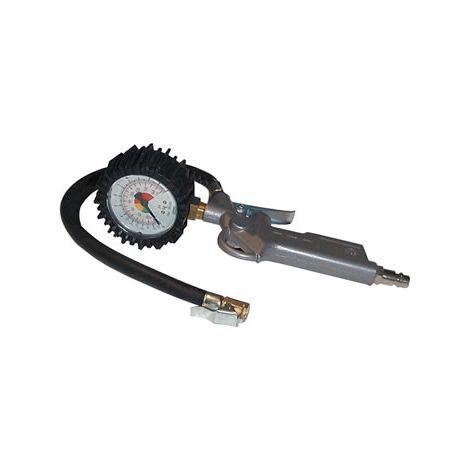 Güde – Gonfle-pneu pneumatique 0-12 bar – Poignée et boîtier en aluminium – Filetage 6,35 mm – Longueur tuyau 350 mm – Manomètre 75 mm