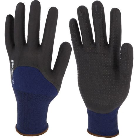 SINGER Gants Nitrile Mousse 3/4 Picots Dos Aéré Jauge 15 PER134 - Taille: 10 (1/3)