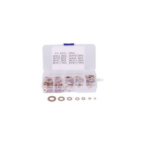 Boîte 180 rondelles plates laiton – M2–M10 – Joint fileté robuste pour quincaillerie & mécanique