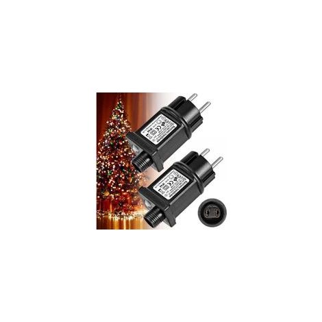 Transformateur pour luminaire 31V 6W – Adaptateur basse tension IP44 avec 8 modes et minuterie – Pour guirlandes lumineuses et décorations - LED 2 X