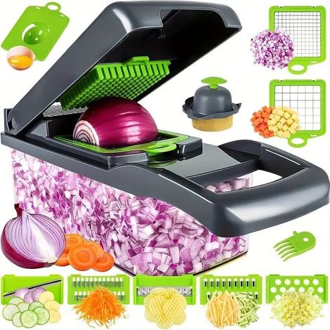 Multifunctional Vegetable Slicer, Manual Vegetable Slicer, Professional Kitchen Mandoline, Vegetable Slicer with 8 Adjustable Blades for Slicing, Shredding and Grating Vegetables (1/5)