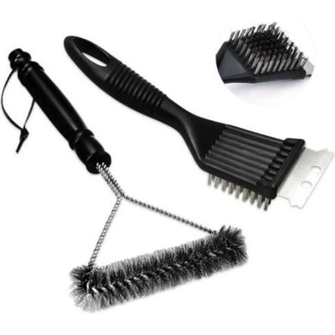 Grill Brush, BBQ Cleaning Brush, Barbecue Brush, BBQ Brush, Barbecue Brush, 2 in 1 Stainless Steel - fy (1/4)