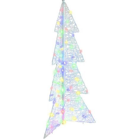 Un sapin de Noël de 120 cm de haut, orné de 100 lumières LED colorées, en acrylique. (1/5)