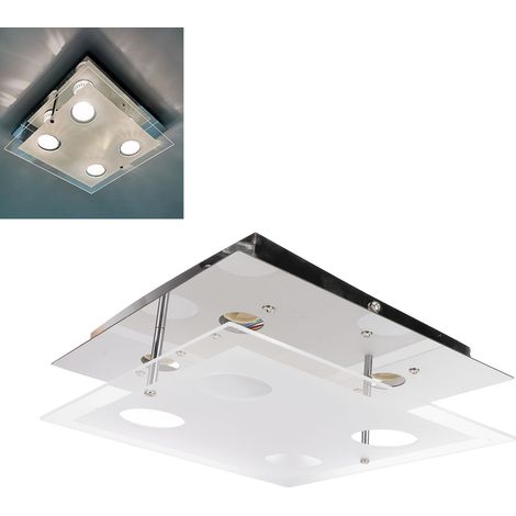 Plafonnier GU10, applique murale à quatre têtes en fer forgé, carré, simple, moderne, idéal pour la décoration intérieure : chambre, salle à manger, salon, balcon, couloir, salle de bain. (1/5)