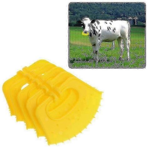 Anneau nasal anti-succion pour veau, en plastique, compatible avec les vaches, aide au sevrage anti-perforation et anti-succion, compatible avec les soins aux animaux de ferme (5 anneaux jaunes). (1/5)