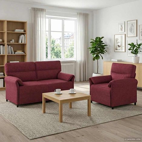 vidaXL Ensemble de Canapés 2 pc Bordeaux Tissu (1/5)